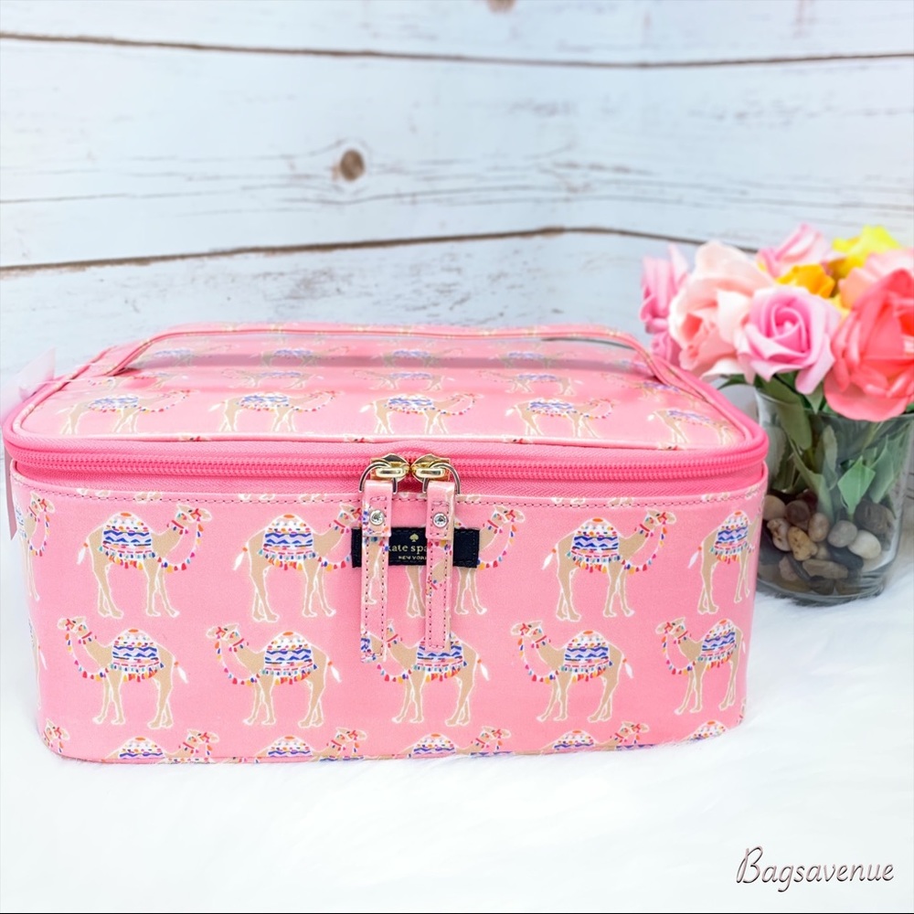 Kate spade large Colin camel pink cosmetic case - Picture 2 of 8